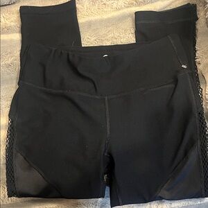 90 Degree By Reflex Black Cropped Pants with Mesh Detail